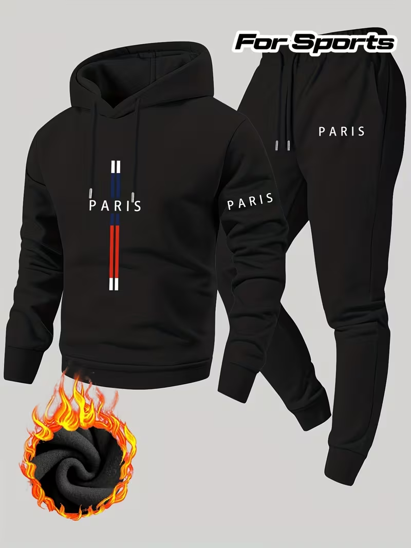 Running Gear In Winter - Men's Urban Casual Two-Piece Set Hooded
